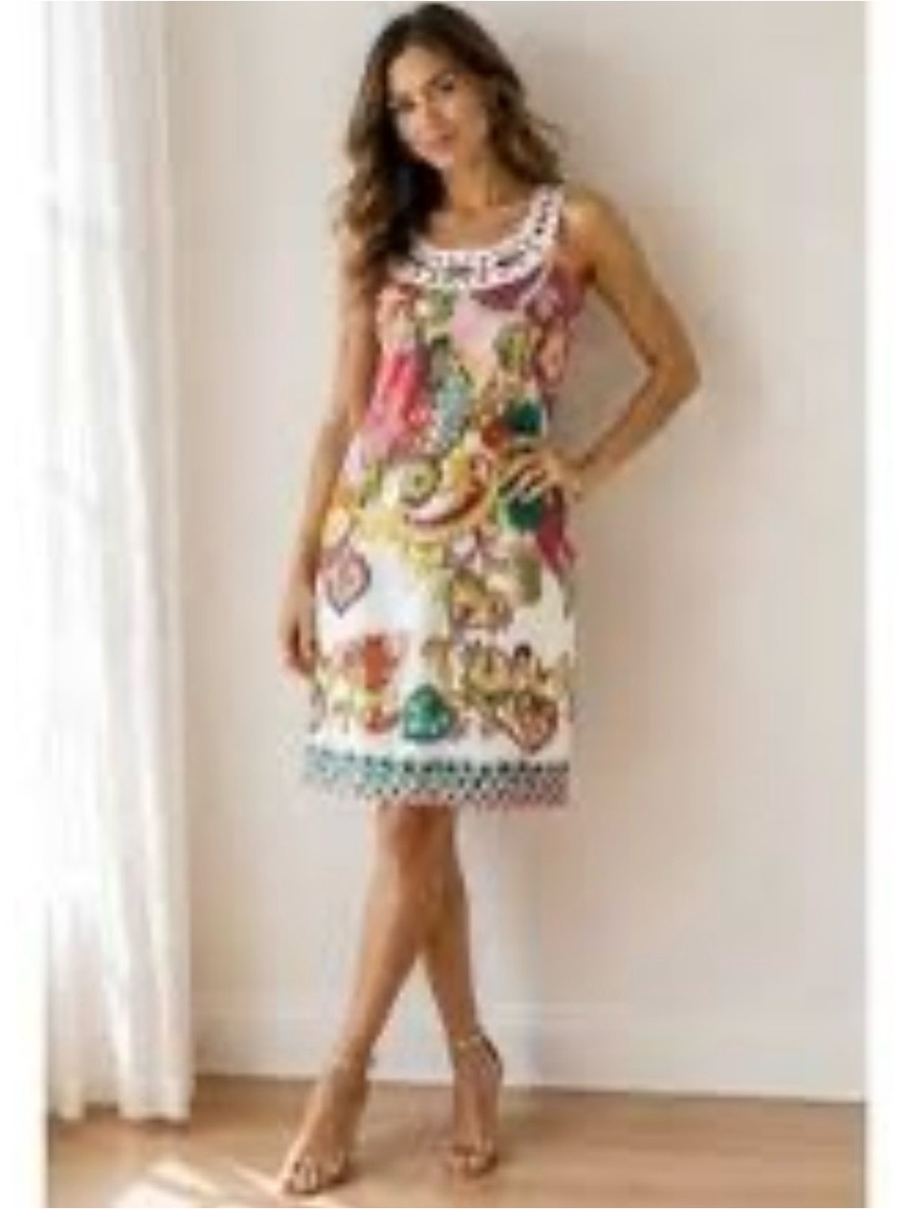 Nicole by Nicole Miller Sleeveless White Floral Print Shift Dress Size 4